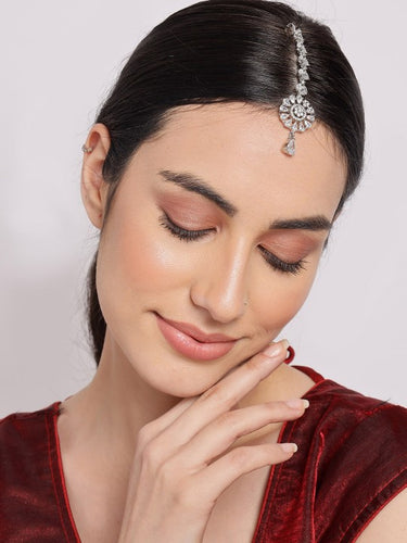 Silver-Plated-White-AD--Stone-Studded-Maang-Tikka